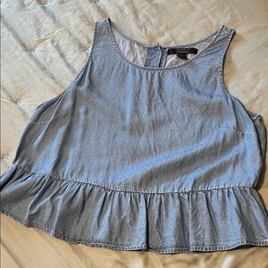 Forever 21 Light Blue Ruffle Hem Blouse